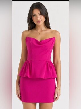 Express Strapless Peplum Dress Pink size L prom graduation spring wedding guest